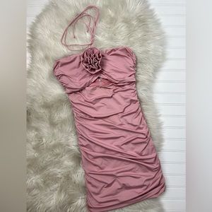 Rosette Ruched Pink Formal Dress sz. M